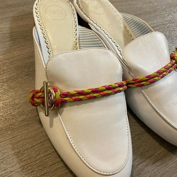 1901 Womens Ryland Ivory Leather Almond Toe Slip On Casual Mule Shoes Size 7.5 M - Picture 2 of 6